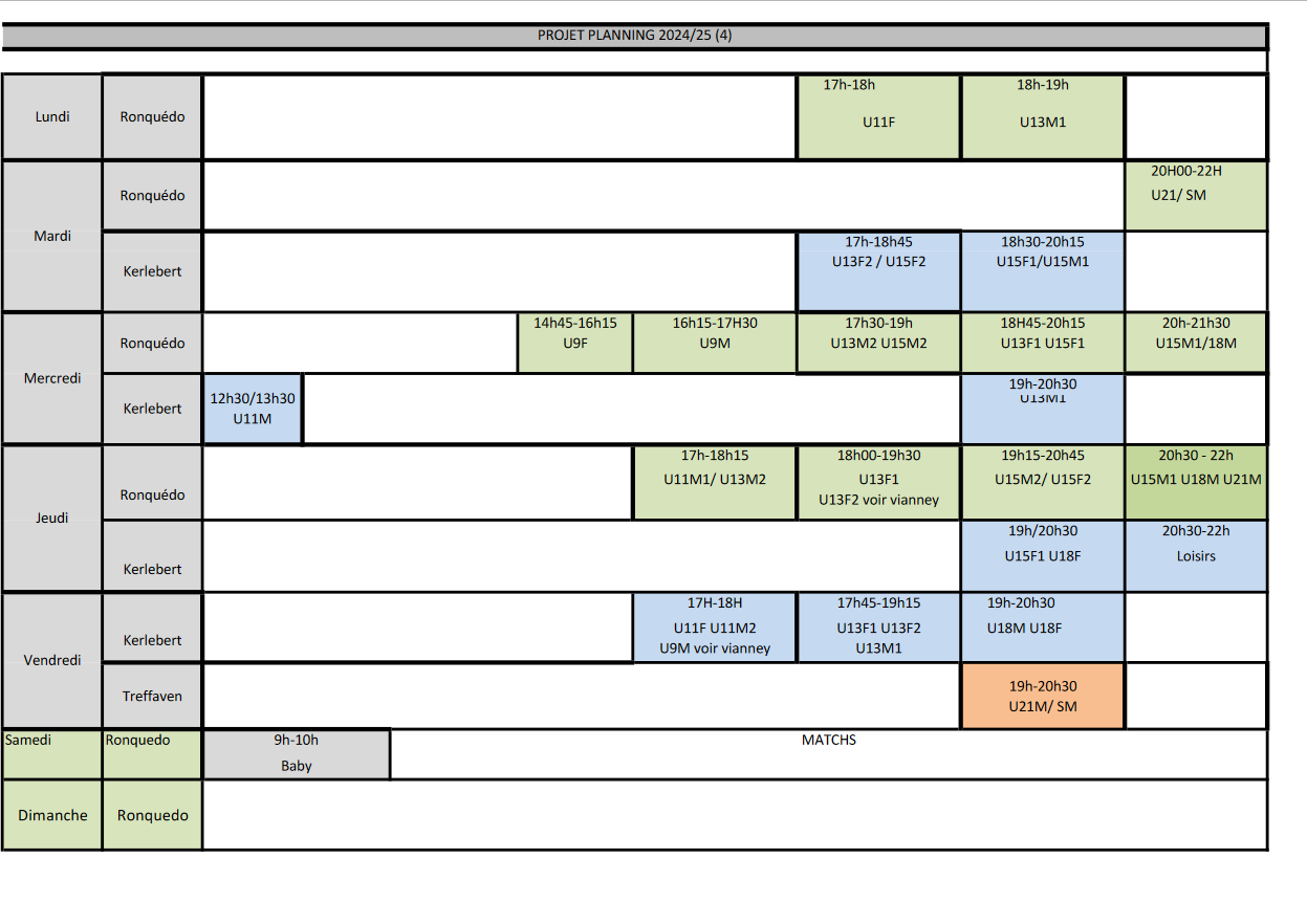 Planning A/C du 23 septembre 24