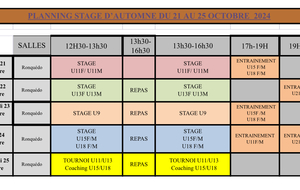 Planning des vacances d’octobre 