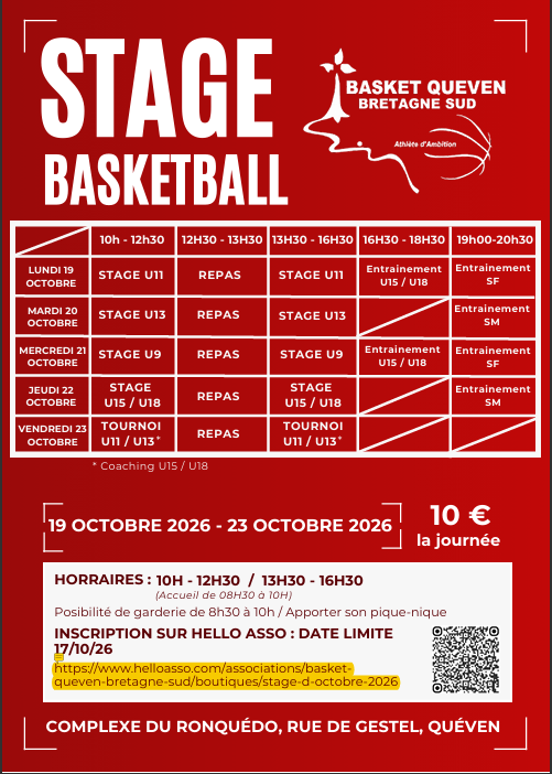 Stage d'automne du 19 octobre au 23 octobre